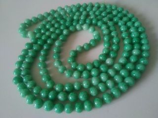 Antique / Vintage Green Peking Glass Bead Rope Necklace 53 