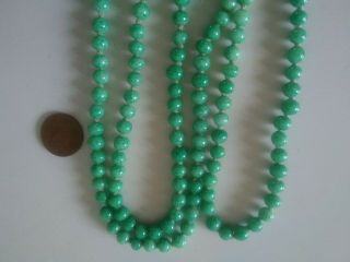 Antique / Vintage Green Peking Glass Bead Rope Necklace 53 