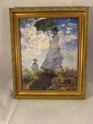 Claude Monet Print Woman With A Parasol Madam Monet And Her Son Vintage Canvas