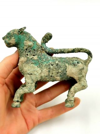 Large Rare Bronze Age Ca.  1000bc Bronze Hollow Cast Of A Beast R710