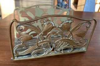 Antique Brass Art Nouveau Expandable Book Rack