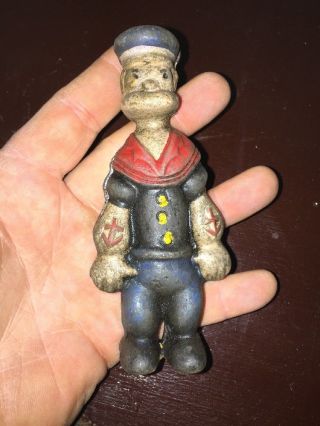 Cast Iron Popeye Piggy Bank Antique Style Advertisement Almost One Full Pound Wt
