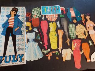 Vintage Magic Wand Fashion Paper Doll " Judy " With Clothes & Accessories