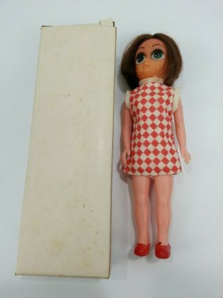 Vintage Sad Big Eye Doll Made In Hong Kong W/ Box