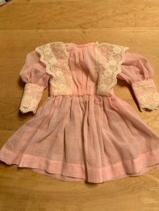 Sweet Pink Doll Dress W/ Lace Trim - Perfect Style For Antique Doll - Age Unknown