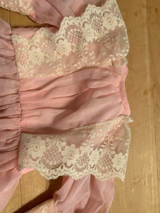 Sweet Pink Doll Dress W/ Lace Trim - pErfect Style For Antique Doll - age Unknown 2