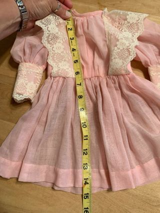 Sweet Pink Doll Dress W/ Lace Trim - pErfect Style For Antique Doll - age Unknown 3