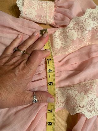Sweet Pink Doll Dress W/ Lace Trim - pErfect Style For Antique Doll - age Unknown 4