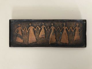 1970’s Hand Hammered Copper Wall Art With Six Figures Design,  Mcm Metal Wall Art