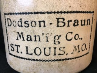 DODSON - BRAUN Manufacturing Antique Pottery Crock ST LOUIS,  MO 1896 5