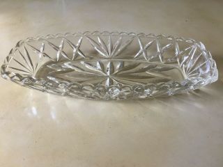 Cut Crystal Pickle Or Relish Oval Dish 9 1/2 Inches Long,  4 1/4 Inches Wide
