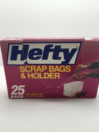 Vintage 1981 Hefty Scrap Bags And Holder In Opened Box