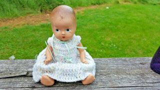 Vintage Small Composition Baby Doll - Unmarked - 9 " Jointed - Baby Patsy Type