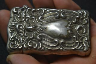 Antique Victorian Silveroid High Relief Repousse Match Safe Vesta Case Snuff Box