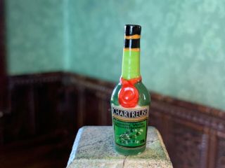 Vintage Miniature Dollhouse Artisan Porcelain Bottle Of French Liquor Wax Seal