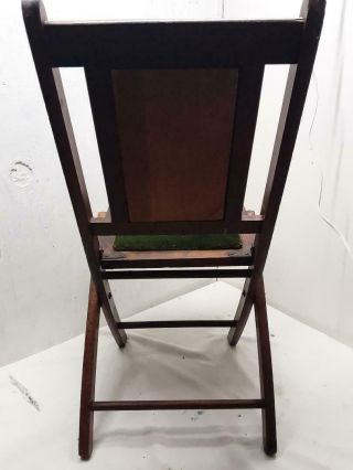 Vintage Wood Folding Chair Green Velvet Seat & Back 4