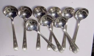 12 National Silver Co Silverplate Cream Soup Bullion 5 " Spoons