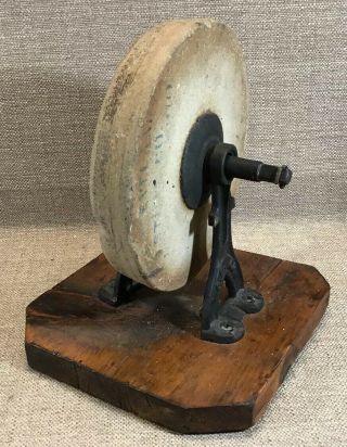 Antique Stand Alone Hand Cranked Whetstone Knife Sharpener Portable