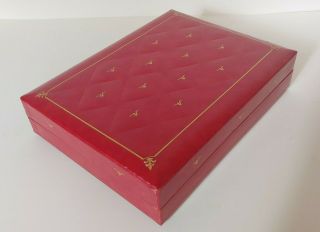 Vintage Longines Wittnauer Large Watch Jewelry Box Red Leather W Gold Embossing