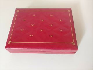 Vintage Longines Wittnauer Large Watch Jewelry Box Red Leather W Gold Embossing 5