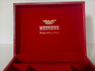 Vintage Longines Wittnauer Large Watch Jewelry Box Red Leather W Gold Embossing 7