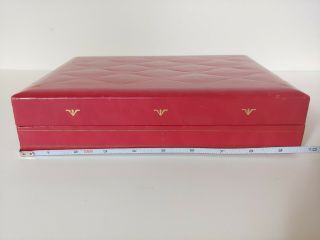 Vintage Longines Wittnauer Large Watch Jewelry Box Red Leather W Gold Embossing 8
