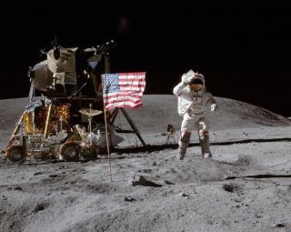 Apollo 16 Moon Landing John Young American Flag Nasa 11 X 14 Photo Picture