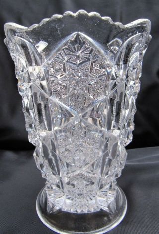 1904 Antique Eapg Pattern Glass Mckee Pres Cut Toltec Tall Crystal Celery Vase