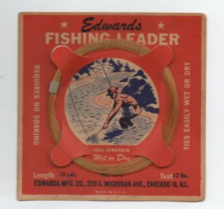 1940s Edwards Fishing Leader Fishing Line On Adv Card Graphics