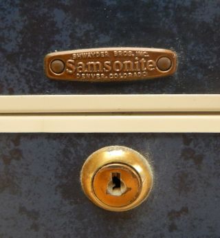 Vintage Shwayder Bros Samsonite Blue Marble Train Case 3