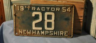 Antique 1954 Hampshire Tractor License Plate 28 Low Number Collectible