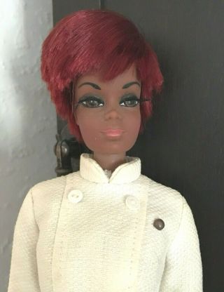 Vintage 1968 Mattel Tnt Nurse Julia Mod African American Barbie Doll W/ Outfit