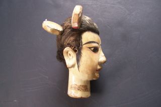 Antique Asian Chinese Wood Carved Puppet/Doll Head 3