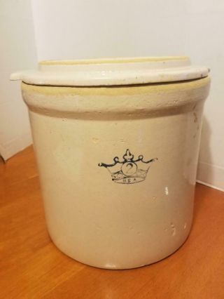 Vintage Two Gallon Crown Crock,  Robinson Ransbottom Pottery,  Stoneware,  Usa