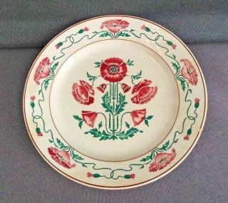 Antique Villeroy Boch Dresden Saxony Art Nouveau Poppy 9 5/8 " Dinner Plate