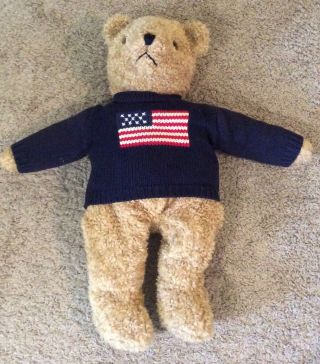 Ralph Lauren Limited Edition Vintage Plush Teddy Bear 1990 Flag Sweater
