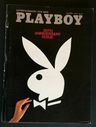 Vintage Playboy Magazines,  Jan 1974,  20th Anniversary Issue,  Interview W/hugh