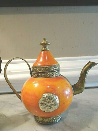 Vintage Brass Tea Pot 6 