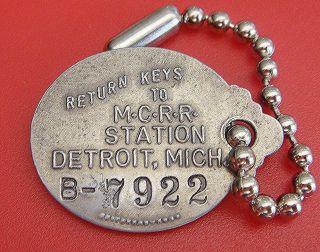 Antique Railroad Key Fob Tag Michigan Central Railroad Mcrr; Detroit Station