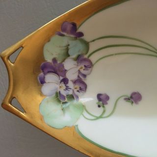 Antique W A Pickard Dish 1910/1912 hand painted purple violets and gold border 4