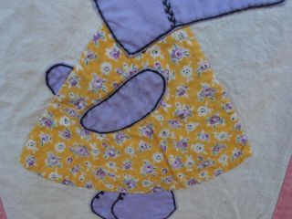 Antique Sun Bonnet Sue Cotton Feedsack Fabric Quilt Top To Complete 54” By 72” 7