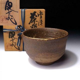 Xl7: Vintage Japanese Tea Bowl,  Tokoname Ware With Signed Wooden Box