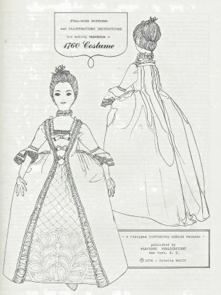 24 " Antique French Fashion Lady Doll@1760 Sack Dress Hoop Petticoat Shoe Pattern