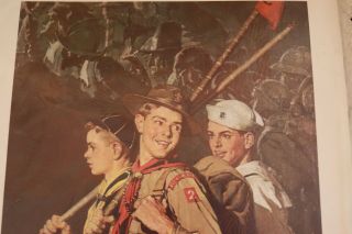 The Scouting Trail Boy Scout Norman Rockwell 11x13 Poster Print Vtg Euc Cub