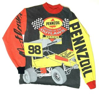 Vintage Penzoil World Of Outlaws Motocross Long Sleeve Racing Shirt - Size L