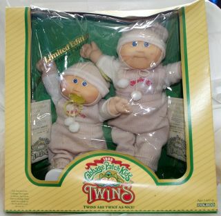 Vintage 1985 Coleco Cabbage Pat Kids Twin Boys In Orig Box