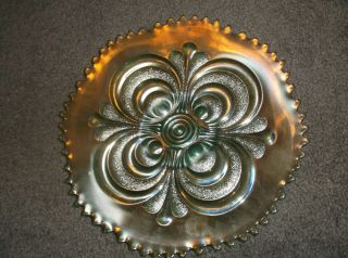 Antique Green Depression Glass Cake Plate Very Old And In