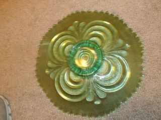 Antique Green Depression Glass Cake Plate Very Old and in 2