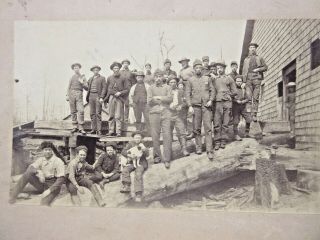 Antique Occupational Cabinet Card Photograph Lumber Mill Workers Child Labor 3