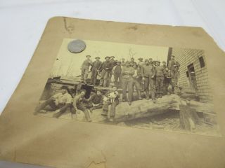Antique Occupational Cabinet Card Photograph Lumber Mill Workers Child Labor 5